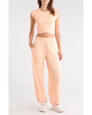 Free People Fp Movement Hot Shot Crossover T-Shirt & Sweatpants Set - Natural