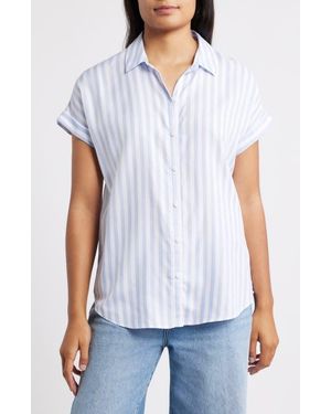 Beach Lunch Lounge Kenzie Stripe Short Sleeve Button-Up Shirt - White