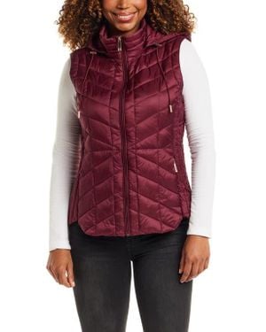 Gallery Quilted Water Resistant Vest With Removable Hood - Red