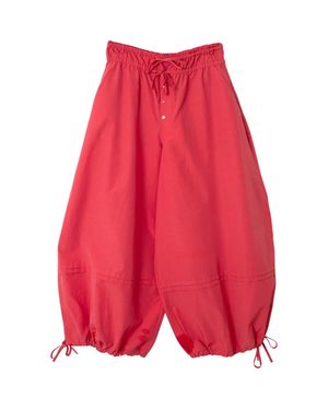 Damson Madder Frida Cotton Blend Crop Balloon Pants - Red