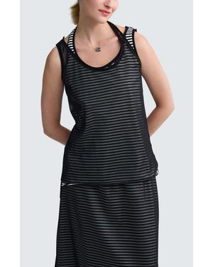 Luukaa Rivka Striped Mesh Top - Black