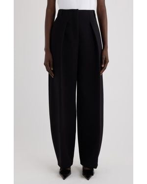 Jacquemus Le Pantalon Ovalo Pleated Wide Leg Pants - Black