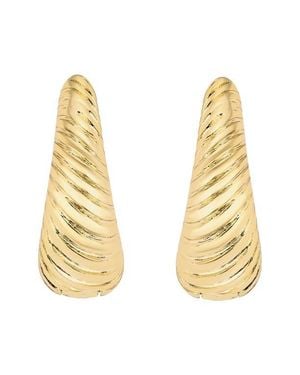 ATHRA LUXE Modern Muse Ribbed Huggie Hoop Earrings - Metallic