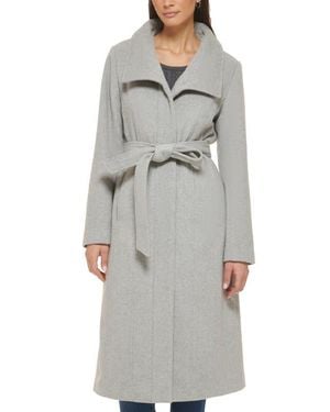 Cole Haan Slick Belted Long Coat - Gray