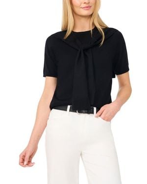 Halogen® Shoulder Wrap Short Sleeve Sweater - Black