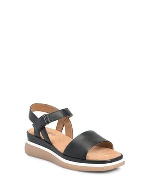 Comfortiva Ash Ankle Strap Platform Wedge Sandal - Black