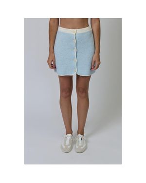 Central Park West Celeste Tweed Yarn Skirt - Blue
