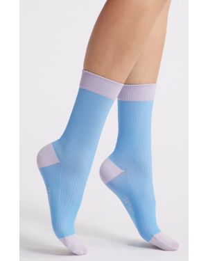 Item M6 Two Tone Rib Compression Crew Socks - Blue
