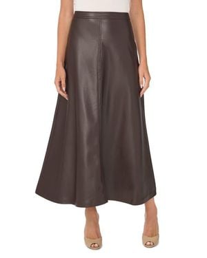 Vince Camuto Faux Leather A-Line Skirt - Brown