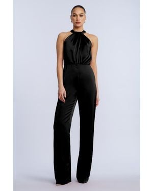 BCBGMAXAZRIA Pleated Halter Jumpsuit - Black