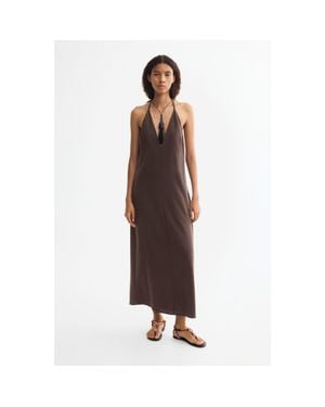 H&M Crêpe Halterneck Dress - Brown