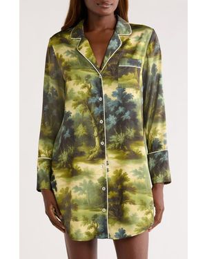 Kilo Brava Print Long Sleeve Sleep Shirt - Green