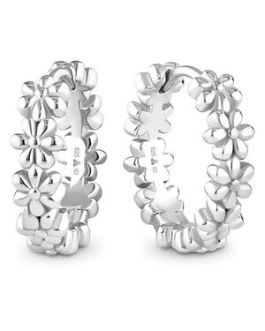 DEVATA Daisy Flower Hoop Earrings - White