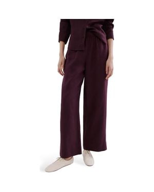 Mango Straight Leg Linen Blend Pants - Purple