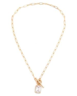 Panacea Cubic Zirconia Toggle Pendant Necklace - Metallic