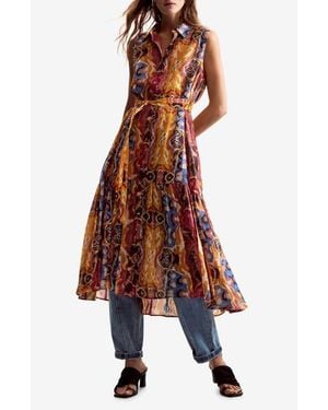 Desigual Abstract Print Sleeveless Dress - Red