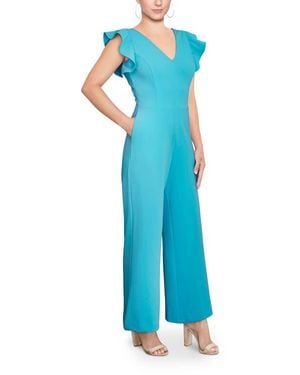 Rachel Roy Kate Ruffle Sleeve V-Neck Jumpsuit - Blue