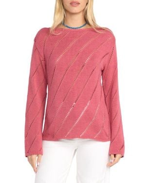 Billabong Sun Lum Open Stitch Sweater - Red