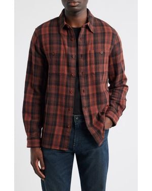 AG Jeans Mason Plaid Flannel Button-Up Shirt - Brown