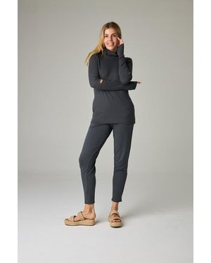 eavolu® Acadia Eco-Luxe Rib Split-Sleeve Long Sleeve Top - Black