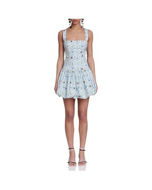 Avec Les Filles Drop Waist Bubble Hem Minidress - Blue