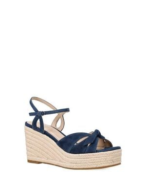Pelle Moda Elbie Espadrille Ankle Strap Platform Wedge Sandal - Blue