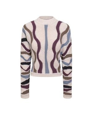 Aspact Color Blocked Textured Knit Pullover Sweater - Multicolor
