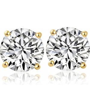 Bliss Diamond 6.85Ct Round Diamond Studs 14K Lab Grown Screw Back Earrings - Blue
