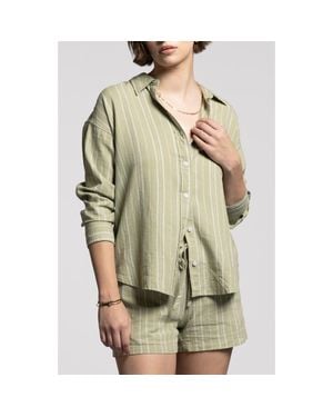 WEEKEND LOS ANGELES Maxime Linen Blend Button-Up Shirt - Green