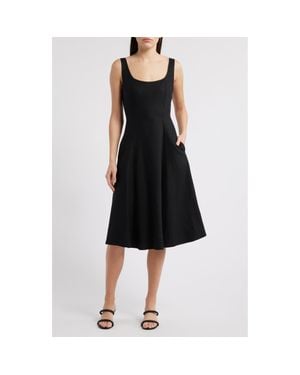 Charles Henry Sleeveless Fit & Flare Dress - Black