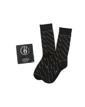 Cufflinks Inc. Lightsaber Socks & Jedi Lapel Pin Gift Set - Black