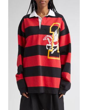 VAQUERA Stripe Oversize Rugby Shirt - Red