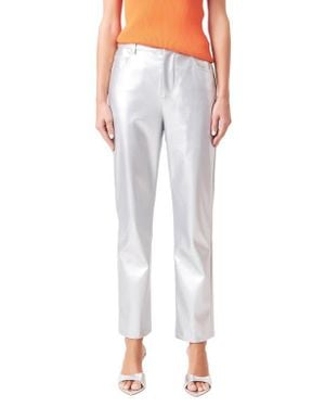 Grey Lab Shiny Straight Leg Faux Leather Pants - Metallic