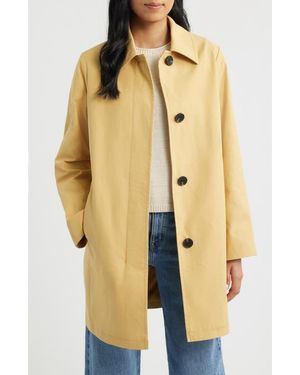 Sam Edelman Fly Front Longline Rain Jacket - Natural