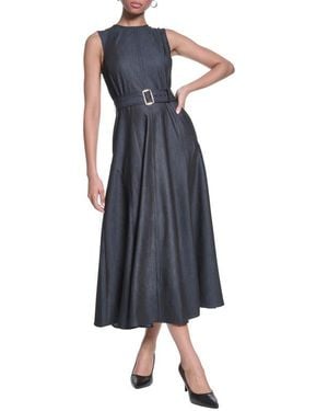KARL LAGERFELD Belted Sleeveless Midi Dress - Black