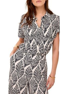 Mint Velvet Leaf Print Resort Shirt - Gray