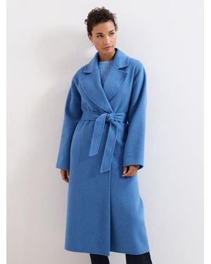 Phase Eight Long Sleeve Belted Wrap Midi Coat - Blue