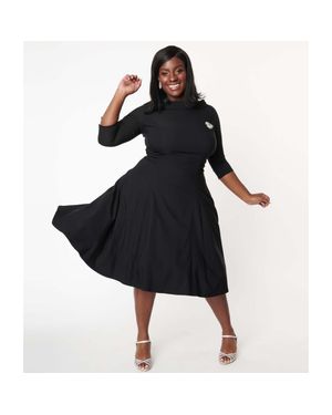 Unique Vintage Plus Size Nicola Swing Dress - Black