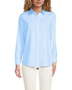 Lands' End No Iron Supima Cotton Long Sleeve Shirt - Blue