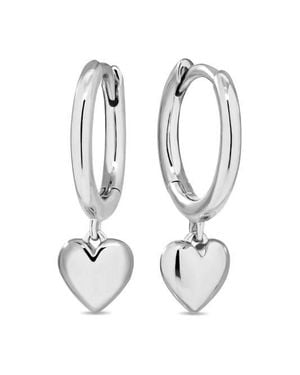 DEVATA Heart Hoop Earrings - White