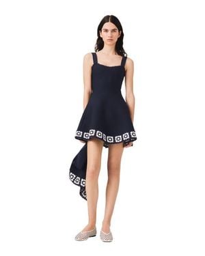 Maje Dress With Crochet Panels - Blue