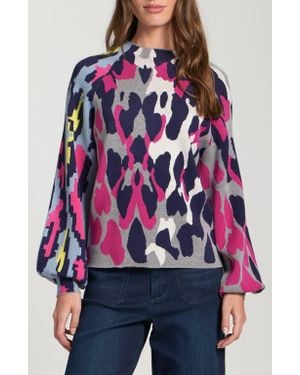 Apny Leopard Funnel Neck Sweater - Red