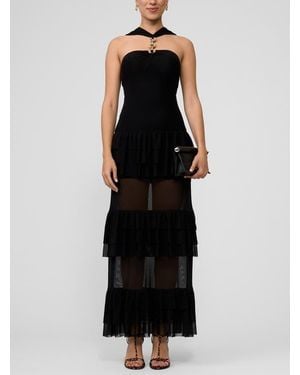 Rachel Roy Solana Mesh Tiered Long Dress - Black