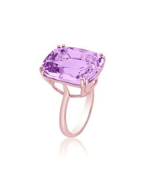 Goshwara Gossip Cushion Cut Cocktail Ring - Purple