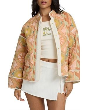 Billabong Folk Story Abstract Oversize Quilted Jacket - Natural