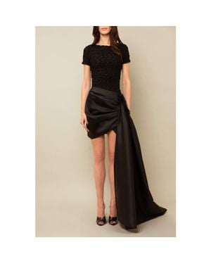 Contessa Mills Sanderson Luxurious Asymmetrical Taffeta Skirt - Blue