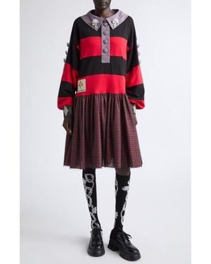 Chopova Lowena Barkie Rugby Dress - Red