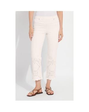 Lyssé Billie Eyelet Pull-On High Waist Crop Straight Leg Jeans - White
