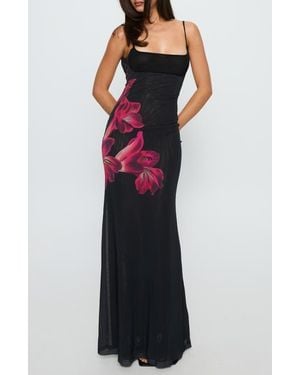 Princess Polly Fiadora Open Back Semisheer Mesh Maxi Dress - Blue