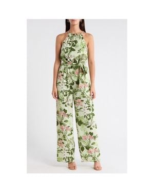 Sugarlips Zane Floral Lighthearted Tropical Print Jumpsuit - Green